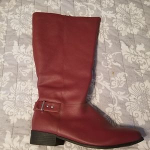 Leather Wide Calf Boots Plus Size 11